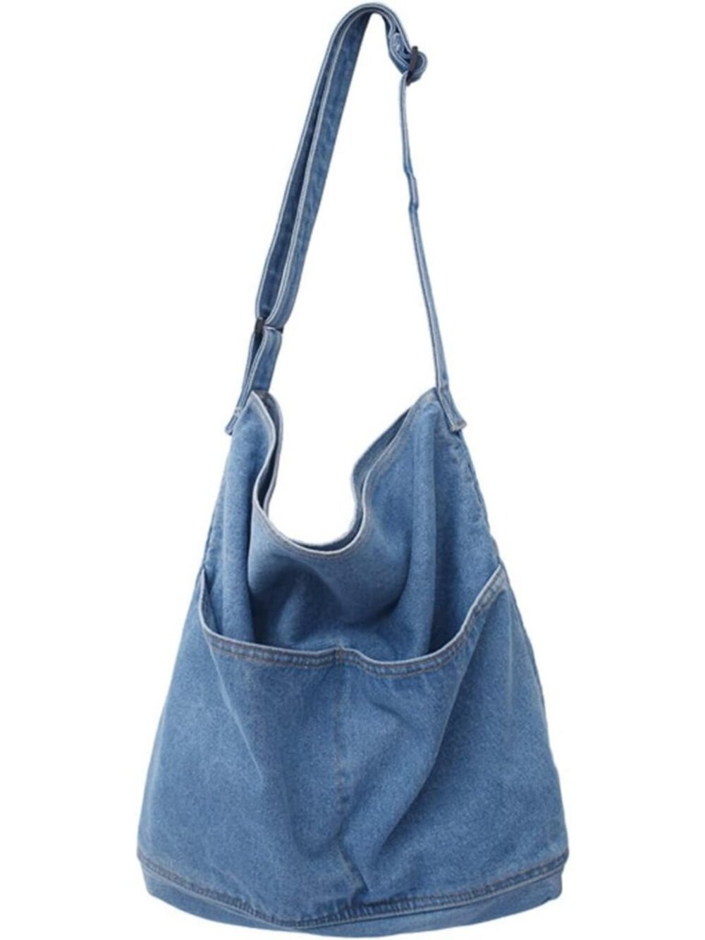 Stylish Denim Canvas Messenger Bag | Retro Casual Hobo Tote with Multiple